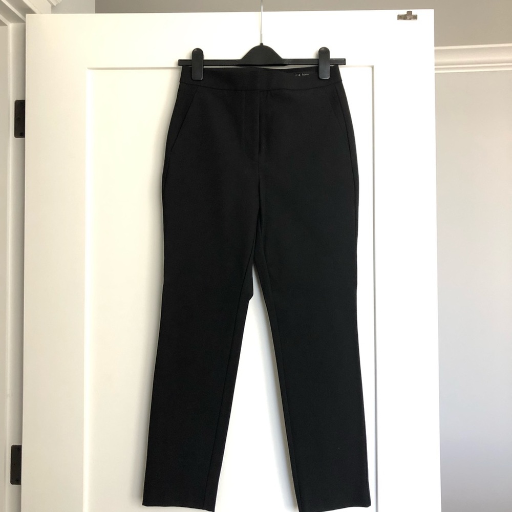Jet black stretchy ankle crop dress pants